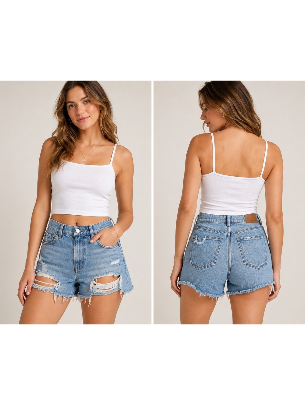 American Eagle Baggy Mom Shorts Women’s Size 8 Distressed High Rise Denim